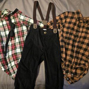 Carters Flannel Onsies/pants/suspenders 18 Months